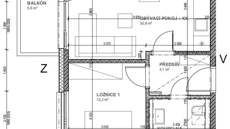 Pronájem bytu 2+kk 45 m2
